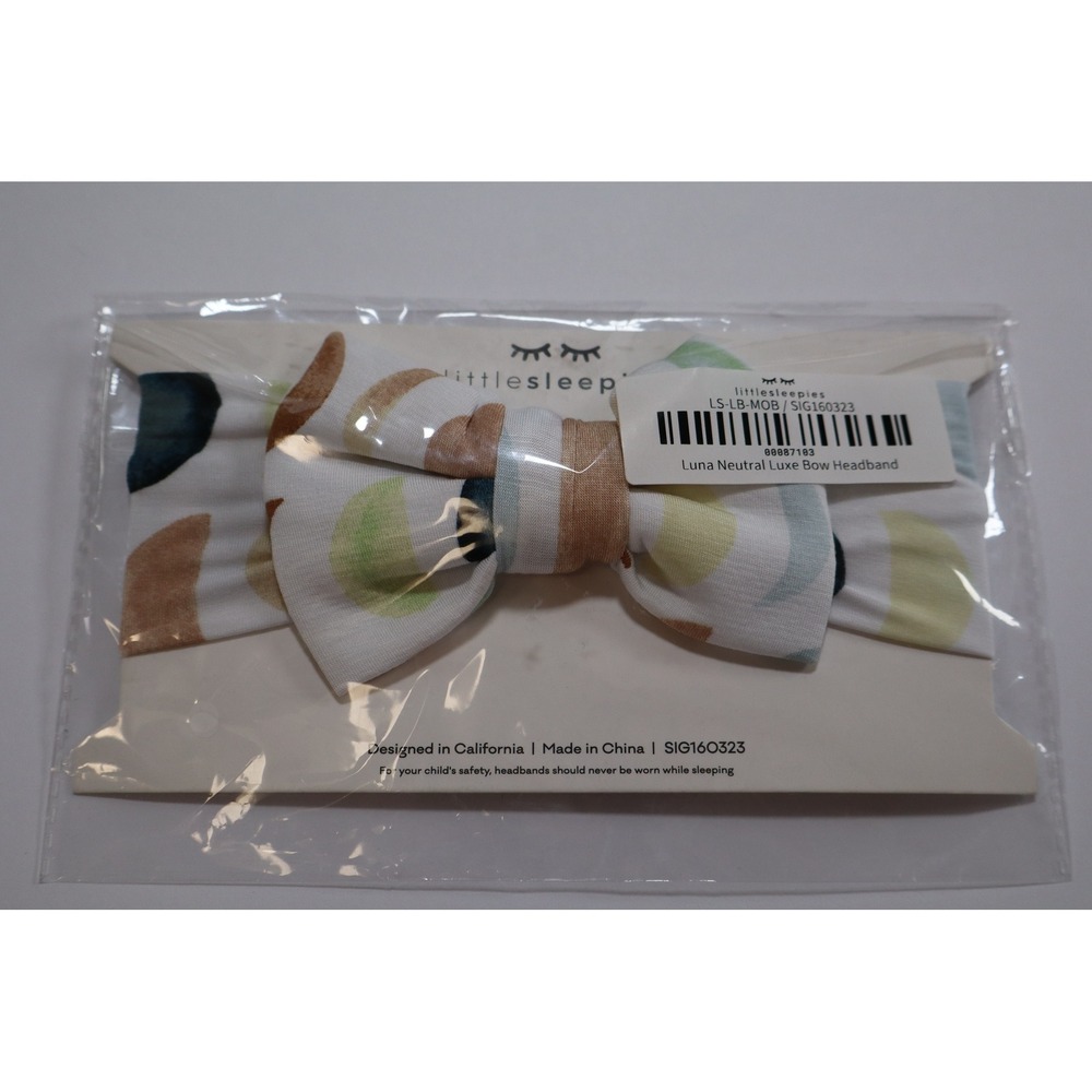 Little Sleepies Luna Neutral Luxe Bow Headband NB-3T